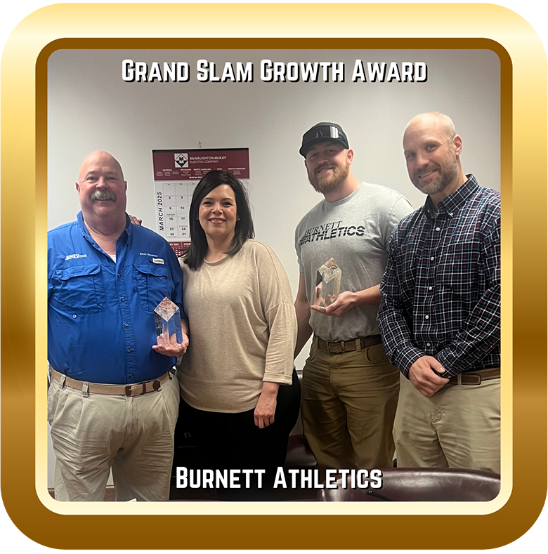 Image of three men and a woman with a Grand Slam Growth Award.